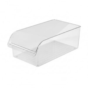 Refrigerator Storage Bin, Clear Stackable PP Plastic Food Container for Fridge Organization, 11.8 x 5.9 x 3.9 Inches (1 PC)