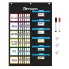 REGELETO Small Group Management Pocket Chart with 96 Cards Classroom Jobs Chart Small Group Organizer and on Task for School Teacher Homeschool Learning Supplies (Black)