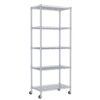 REGILLER 5-Wire Shelving Metal Storage Rack Adjustable Shelves,Standing Storage Shelf Units for Laundry Bathroom Kitchen Pantry Closet(Silver,11.8" D x 21.2" W x 55" H,With Wheels)