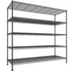 REIBII 45.8" W Storage Shelves, Heavy Duty 5-Tier Wire Shelving, Adjustable Metal Shelf for Pantry Kitchen Commercial, Tool-Free Assembly, 17.2" D x 45.8" W x 71" H, Black