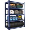 REIBII 72" H Garage Shelving Unit, 2050LBS Adjustable Storage Shelves, 5 Tier Sturdy Metal Shelving for Kitchen, Basement, Warehouse, 72" H x 32" W x 17.1" D, Blue