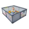 Relaxdays Baby Playpen 150 x 150 cm Playpen 50 Balls 2 Playpen Rings Safe Play Corner Oxford Fabric Grey