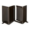 Relaxdays Barrier Gate Freestanding Safety Gate with Door, H x W: 70 x 207 cm, Foldable, with Feet, for Dogs, Brown