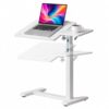 Relaxdays Standing Desk, 67.5-102 cm Height Adjustable, Tilt, Invisible Wheels, Home Office, Laptop Table, C Shape, White