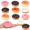 Relaxgiant 12 Pcs Fake Donuts Realistic Artificial Doughnut Model 3.35 Inches Assorted Realistic Fake Food for Display Faux Dessert Party Bread Decorations Photography Props Food Model Kitchen