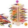 Relaxgiant Montessori Wooden Board Game with Colorful Sticks, Dice & Balls, Math & Counting Educational Toy for 3-6 Year Olds, Motor Skills for Family & Travel, Fun Gift for Game Night(Square)