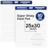 ReliThick 2 Pads Sticky Easel Pad, 25 in x 30 in, White, Lined, 30 Sheets/pad, Anchor Chart Paper for Teachers, Lines Flip Chart with Sticky