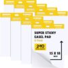ReliThick 8pads Premium Mini Sticky Easel Pad, 15 in x 18 In, White 30 Sheets/Pad, Anchor Chart Paper for Teachers, Flip Chart Paper with Sticky Large Self Stick Super Sticking (Yellow)