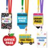 Renbuzhu 18Sets Hall Pass Lanyards for Classrooms Wooden Bathroom Restroom Library Office Nurse Passes First Day of School Teacher Organization Supplies Gift