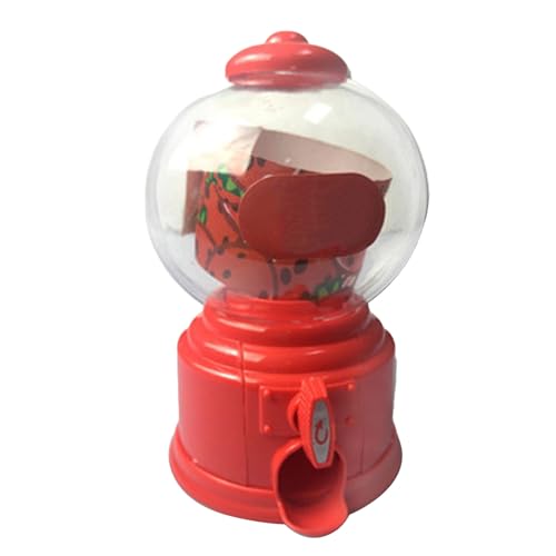 Rengue Interactive Gumball Machine Toy, Plastic Mini Candy Dispenser Bank with Removable Candy Container, Hand Eye Coordination Play, Birthday Party Toy for Boys Girls Age 3+ (Red)
