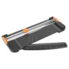 Rengue Paper Cutting Tool, Portable Sliding Paper Knife Trimmer with ABS Plastic Body, Clear Scale Grooves, and Folding Ruler for Home Office School Craft Projects