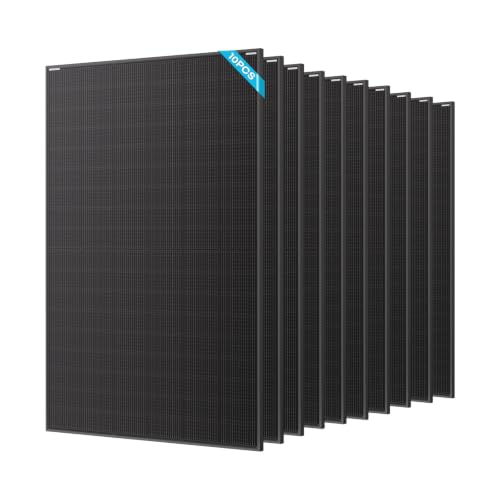 Renogy Bifacial Solar Panel 4000W N-Type 16BB, 10PCS 400 Watt Solar Panel with 25% High Efficiency and Anti-Shading Design, Ideal for Double-Side Design for Home Rooftop RV Boat, Black