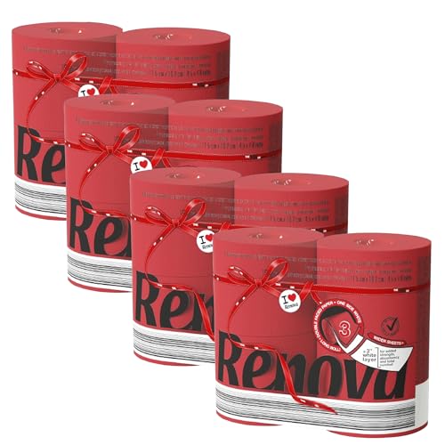 Renova Colored Toilet Paper 3-Ply, 4 Jumbo Rolls Per Pack, 180 Sheets Per Roll, Color Blue, Pink, Rosa, Red, Vanilla, Lime Green - Multipack Sets Available (Red, 16 Count (4 Packs of 4), 4 Packs)