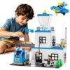Rescue Police Station Toy, 76Pcs Classic Big Building Blocks Compatible With All Major Brand, Push & Go Car Toy w/Police Motorcycle/Car/Airplane, Pretend Play Set & Learning Toy for Boys/Girls Ages 2+
