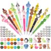 Resholder 12 Set Animals Beaded Pens Making Kit with 3D Silicone Focal Beads, Round Wood, Crystal Spacer, Black Ink DIY Ballpoint Beadable Pens Kit for Coworker Gift Office Desk Supplies