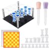 Resin Chess Set Mold with 1Pack Chess Piece Holder, 16 Pieces Full Size 3D Silicone Chess Molds 1 Chessboard Mold for Epoxy Resin Casting, DIY Chess Board Game and Home Decoration Family Party