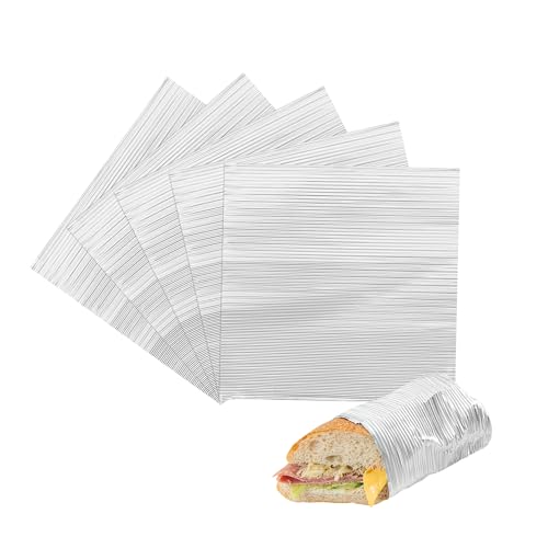 Restaurantware-12" x 12" Rippled Aluminum Foil Food Wrap and Fry Basket Liner: Perfect for Restaurant Take Out, Bakeries, and Food Trucks - Silver Foil Sandwich Wraps - 2500-CT