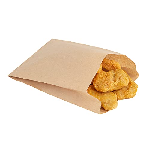 Restaurantware-Bag Tek 4.3 x 1.6 x 6.3 Inch Paper Bags For Snacks, 4000 Disposable French Fry Bags - Greaseproof, For Popcorn, Cookies, Fries, And More, Brown Kraft Snack Bags,