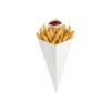 Restaurantware-Conetek 10-Inch Eco-Friendly White Finger Food Cones with Built-in Condiment Dipping Pocket: Perfect for Appetizers - Food-Safe Paper Cone - Disposable and Recyclable - 50-CT