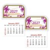 Resurhang 2 Pcs 2027 Mini Stick on Calendar Small Monthly Peel and Stick Adhesive Planner for Car Dashboard Business Cards Truck Laptop Fridge Home Office (Pink Palm)
