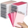 Resurhang 48 Pcs Small Pocket Notebooks Bulk, 3 x 5 Inch Pocket Spiral Notepads with Lined Pages Mini Notepad Spiral Notebooks for School Office Home Supplies Gift 4 Assorted Colors(Pink)