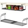 Retractable Under Shelf Basket Storage, Black Metal Under Cabinet Organizer, Expandable Under Shelf Hanging Rack for Kitchen Space Saving, Adjustable Shelf for Pantry, Cabinet Storage Solution