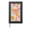 Retro Flowers Meadow Floral Groovy 70s Peach Orange Pink Hardcover Journal, Black
