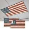 Retro Red Blue American Flag Magnetic Fluorescent Light Covers for Ceiling Lights 2x4 Ft, US Flag Vintage Stars Office Classroom Kitchen Drop Ceiling Light Covers Lighting Filters Shade Panel 2 Packs