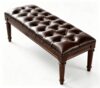 RFBXZPTADNU Tufted Leather End of Bed Bench Vintage Wooden Bedroom Stool