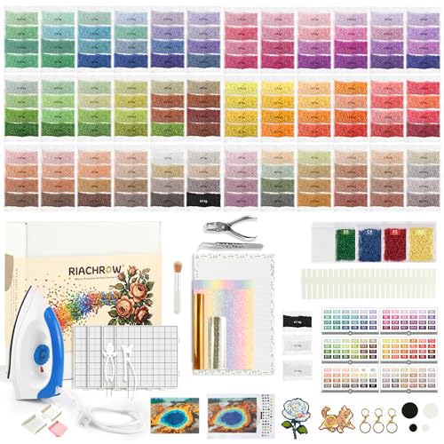 RIACHROW 75,000+ Pcs 2.6mm Mini Fuse Beads Kit - Professional 144-Color Studio System with 1200W Iron & Holeless Pixel Art Master Tools - Aesthetic Gift for Adults (144-Color Master Kit)