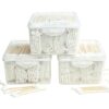 RIKWOG Cotton Swabs, 1200 Count Bamboo Sticks Cotton Swabs with 3 Square Plastic Boxes Cotton Buds For Ears Makeup or Nails Personal Care