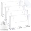 Ripeng 4 Pack Brochure Holder Wall Mount 11 x 8.5 Inch Clear Flyer Stand Acrylic Magazine Booklet Display Stand Plastic File Mail Literature Pamphlet Holder for Paper Organizer Rack Display Horizontal