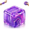 Ripple Ice Cube Squeeze Toy, Jumbo 7CM (2.75") Slow Rising Sensory Cube for Kids Ages 3+ & Adults, Soft Desk Fidget Toy for Classroom Rewards, Travel & Everyday Play(Pink)