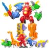 RISUNTOY 5-in-1 Transforming Dinosaur Robot Toys, STEM Building Kit with Triceratops Action Figures, Safe Set for Kids Boys Girls Age 3+ Boys & Girls, Birthday for Toddlers