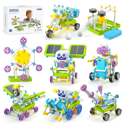RISUNTOY Solar Power Kits, 45+ Model STEM Robot Building Toys for Kids 4-12, 434 Pcs with Solar/Gears/Sensors, Educational Science Engineering Projects, Birthday for Boys Girls