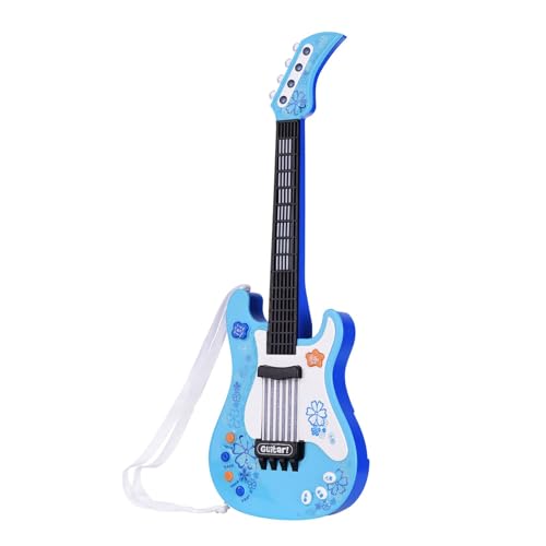 RiToEasysports Kids Guitar, ABS Plastic Guitar for Kids with Rhythm Lights and 4 Play Modes, 22.3 X 7.8 X 1.6in with Strap for Toddlers Ages 3 to 5 Boys Girls Indoor Play (Blue)