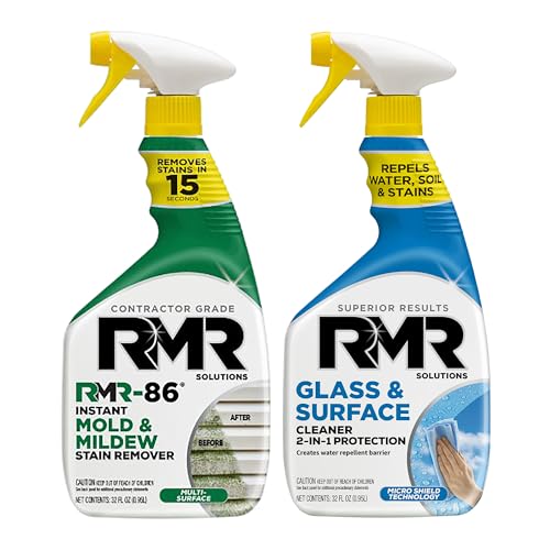 RMR Surface Renewal System – Instant Stain Remover + Glass & Surface Cleaner/Protectant, Indoor/Outdoor Cleaning Kit for Mirror, Screen, Furniture, Siding, & Deck, 2–32 Oz Bottles