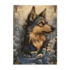 RMYRHQ Noble German Shepherd Art with Vintage Scroll Ocean Waves Wooden Jigsaw Puzzles for Adults 500 Pieces Relaxing Brain Teaser Game Animal Puzzle Perfect for Holiday and Father's Day Present
