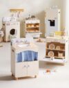 ROBOTIME Kids Wooden Play Kitchen Set, 5-Piece Pretend Play Kitchen Bundle with Toy Fridge, Oven, Dishwasher, Washing Machine & Sink, Interactive Kitchen Toys with Accessories for Boys & Girls Ages 3+