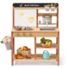 ROBOTIME Mud Kitchen for Kids Outdoor Wooden Kitchen Playset with Water Sink Storage Faucet Planting Pots Cooking Accessories Gift for Boys & Girls Educational Outdoor Toy Ages 3+