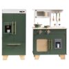 ROBOTIME Play Kitchen/Wooden Toy Fridge - Play Kitchen Set with Accessories, Wooden Kids Kitchen Play Set, Toy Kitchen Set for Kids Age 3 4 5 6 7 (Vintage Green)