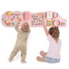 ROBUD Elephant Montessori Busy Board, 12-in-1 Activity Wall Busy Board, Montessori Sensory Wall Panel for Boys & Girls, Toddler Learning Activity Center for Playroom, Nursery, Pink