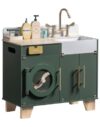 ROBUD Kids Play Kitchen - Wooden Multi-Function Washing Machine for Kids Kitchen Playset - Pretend Toddlers' Kitchen Toy Washer with Accessories - Perfect Baby Gift for Ages 3-8