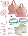 ROBUD Pink Dual Bug Catcher for Kids, Bug Catching Kit with Bag Kit, Pink Outdoor Exploration Set for Camping, Montessroi Toy for Kids Coming Closer to Nature, WRP60