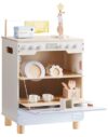 ROBUD Wooden Dish Washer Machine Play Kitchen Set, Seasalt Blue Multi-Functionl Play Kitchen Dish Washer with Toy Accessories for Nursery, Playroom, Birthday Gift to Kids Age 3+, WCF71