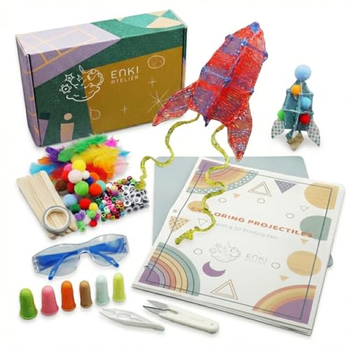 Rocket Launcher STEM Kit for 3D Pens: Build & Launch 3D Pen Rockets, Projectile Physics Science Project for Kids Ages 8–12, Ph.D.-Designed Curriculum, 90+ Pieces | Designed & Printed in USA