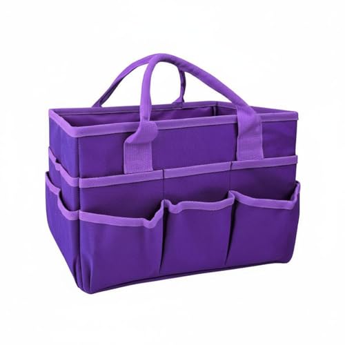 rockible Craft Storage Pouch Multi-Use Tote Organizer Oxford Cloth Structure Large Central Compartment Foldable Design with Handles Suitable for Sewing Tools Stationery Storage, Purple