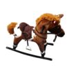 Rocking Horse Plush Animal on Wooden Rockers, Kids Ride on Horse Toy with Nursery Rhyme Music, Moving Mouth, Wagging Tail,Soft Stuffed Filling, Baby Rocking Chair for Toddlers Ages 3-6 Dark Brown