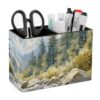 Rocky River in Forests Landscape Desk Organizer PU Leather Caddy Holder