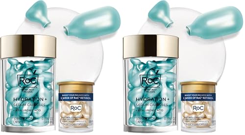 RoC Multi Correxion Hyaluronic Acid Night Serum Capsules (30 CT) for Intense Hydration + RoC Retinol Capsules (7 CT), Anti-Aging Skin Care Wrinkle Treatment for Women and Men, (Pack of 2)